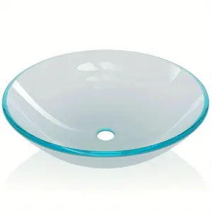 2024 16. 5" Frosted Tempered Glass- Counter Wash Basin - Stylish & Easy to Clean Bathroom Sink