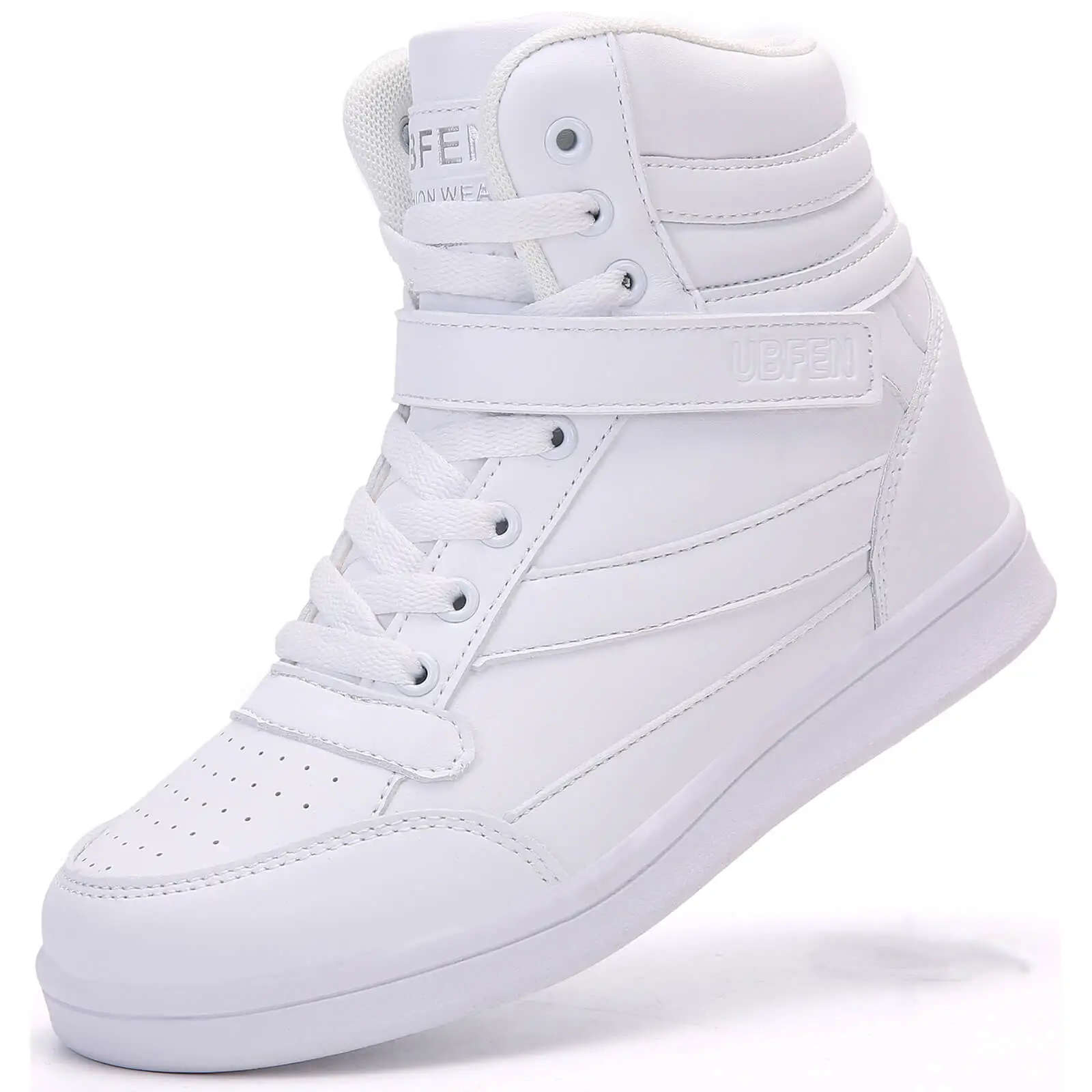 UBFEN Womens High Top Ankle Support Sneakers Vibrant Colour Hidden Wedge Heel Shoes Retro 80s Tennis Shoes for Girls Cosplay (599)