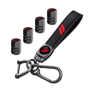 4pcs Hexagonal Keychain Set] 4pcs Hexagonal Aluminum Tire Valve Cap, 1pc Comfortable Touch Wear-Resistant Keychain Key Chain Car Key Ring Mopar Misc Dodge Misc