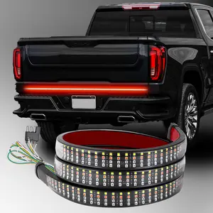 60 Inch Tailgate Light Bar Quadruple Row 576 LED Chips with Red Brake White Reversing Sequential Amber Turn Signals Light for Pickup Truck