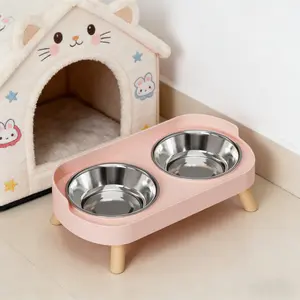 Anti-Spill Dual Bowl Pet Food Dish, Cat Dog Universal Feeder, Large Mouth Stainless Steel, Neck Protection Design, Essential Pet Care Tool