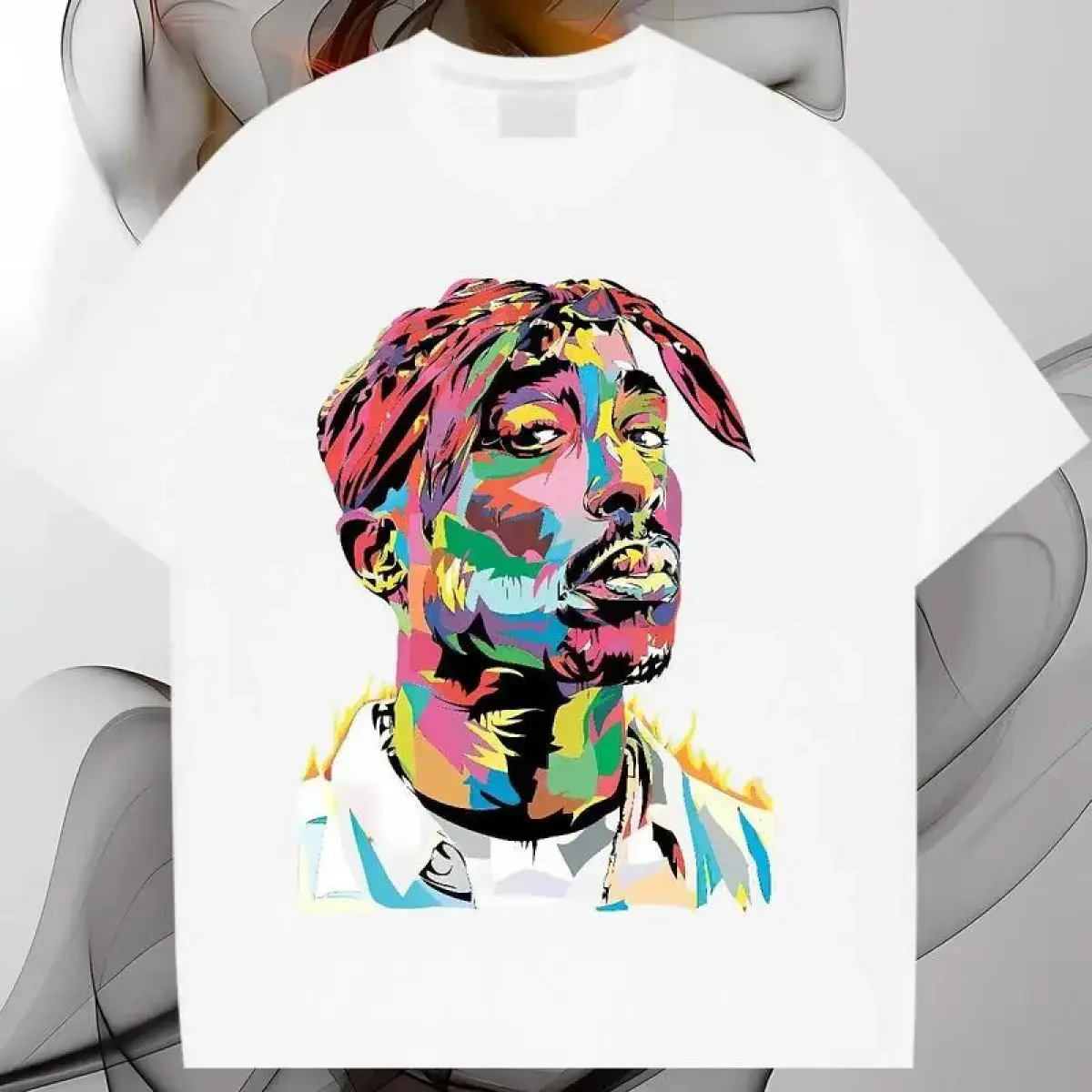 Men's Tupac Shakur Graphic T-Shirt - Unisex 90s Vintage Hip Hop Streetwear Tops, Casual Loose-Fit Soft Cotton Round Neck Short Sleeve Top for Chinese New Year, Valentine's Day, Children's Day, Shortsleeve, Valentines Day