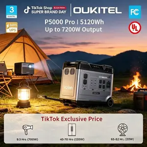OUKITEL P5000 Pro 5120Wh LiFePO4 Battery Home Backup UPS Power StationP5000 Pro 5120WhSolar Generator for Mini Fridge, Projector & Grill Gril10-Year Battery Solar Charging 15 Ports for Camping RV Travel Emergency