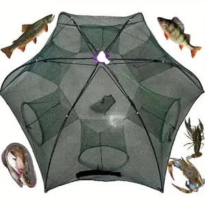 Fishing Bait Trap Crab Net Crawdad Shrimp Cast Dip Cage Fish Minnow Foldable