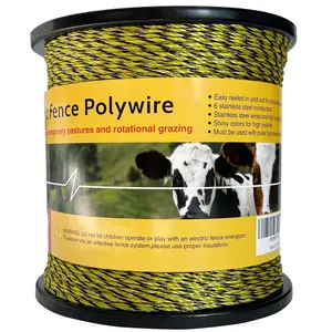 Upgraded Electric Fence Polywire 3366  1026 Meters, 6 Stainless Steel Strands for Reliable Conductivity and Rust Resistance, Easy to Install,Portable Electric Fencing,Yellow and Black Color