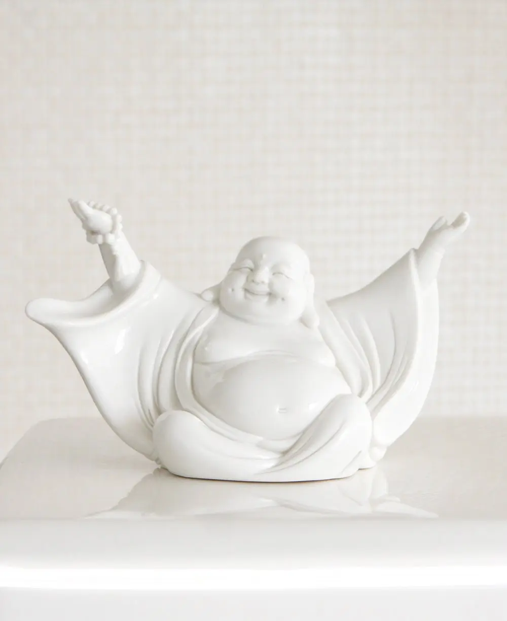 Cheering Happy Buddha Porcelain Statue