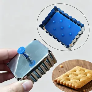 One rectangular push-type cookie cutter, a soda cracker push-out cookie cutter, a kitchen baking tool, manual pressing, easy to unmold.