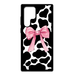 Cow Print Pink Bow Country Style Phone Case  Accessories Durable Shockproof Protection Protective Casing Cover Protector