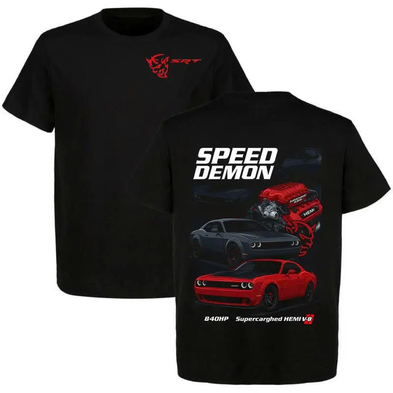 Speed Demon T-Shirt/Hoodie – Dodge Challenger SRT Demon Muscle Car Tee, Supercharged HEMI V8 Engine Top Menswear Car Enthusiast Gift For Men
