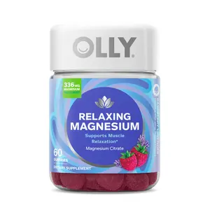 OLLY Relaxing Magnesium Chewable Supplement - 60 Gummies, Supports Muscle Relaxation, Raspberry Lavender Flavor