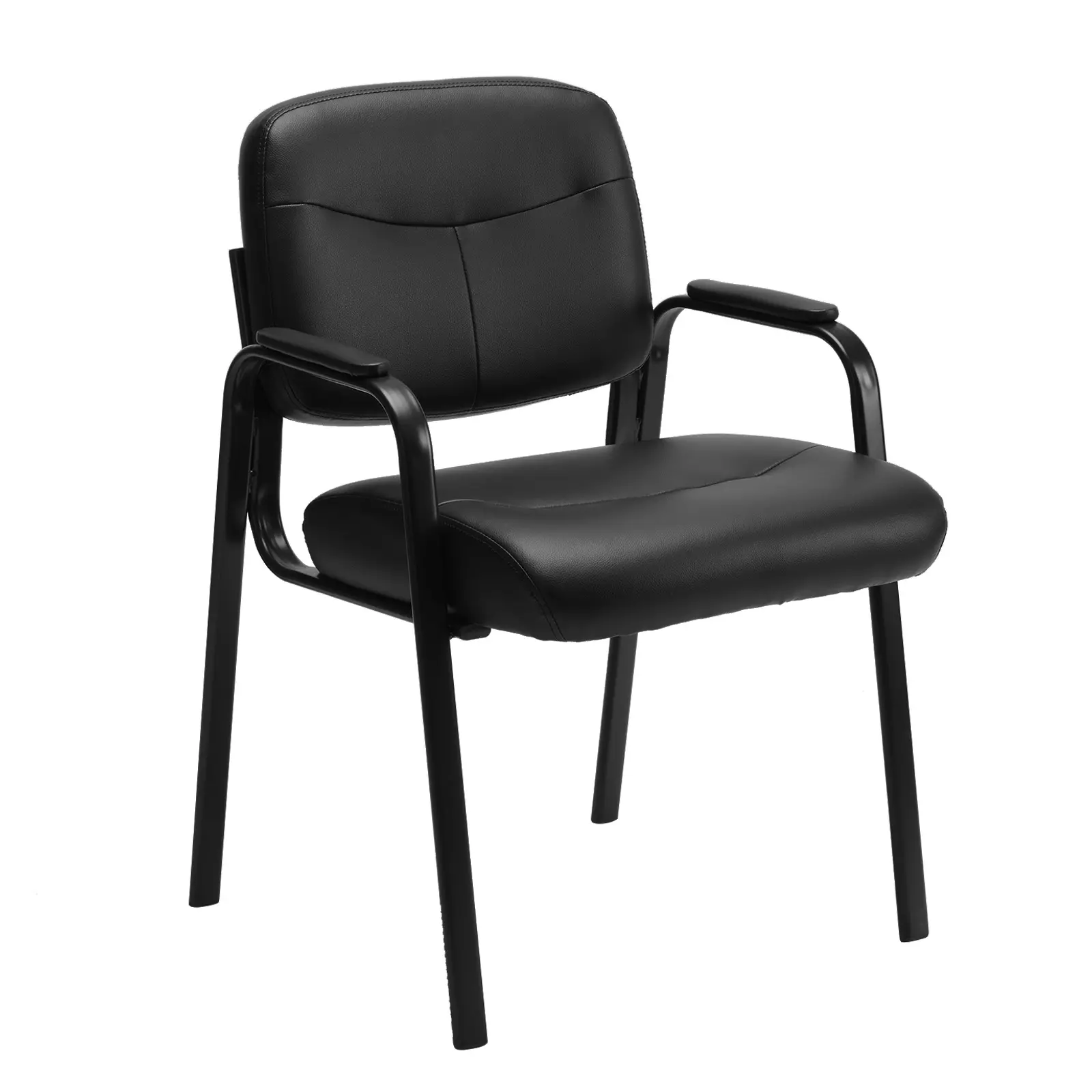 Sweet Furniture S - Waiting Room Reception Chairs Office, Conference Room with Padded Arms Chair, No Wheels Leather Office Chair
