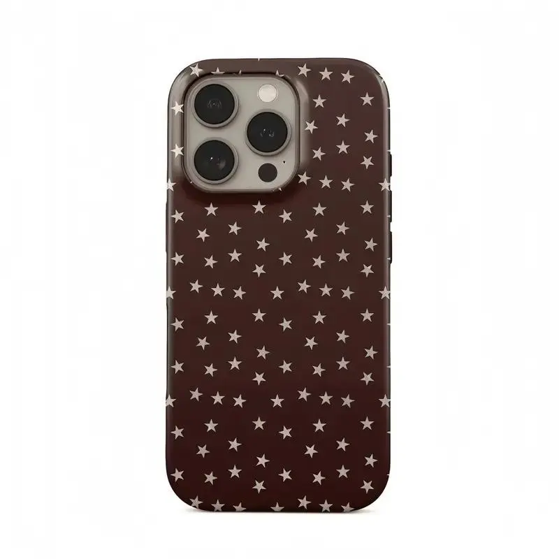 Brown Star iPhone Case, suitable for iPhone17 ProMax, 16Pro, 15plus, 14, 13, 12. Beautiful phone case | Shockproof protective case | Smart phone case, a gift for girlsTough Phone Case | Phone Case for Iphone 17 16 15 14 13 12 11 8 7 SE series