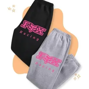 Fox Racing Pink Logo Sweatpants, Men Women Letter Print Sweatpants, Casual Regular Fit Pants For Spring & Fall, Trendy Top Sweatpants, Unisex Cotton Graphic Casual Sweatpants, Gift For Fan
