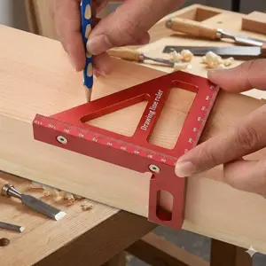 Multi-Angle Measuring Ruler, 45/90 Degree Triangle, Precision Protractor, Miter Cutting Tool, Professional Scale, Woodworking Angle Finder, High-Accuracy Metal Ruler, Portable Measuring Tools.