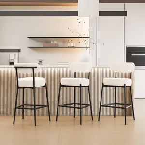 DYHOME Bar Stools Set of 3, 27 Inches Counter Height Kitchen Bar Stools with Back, Modern Metal Tall Bar Stools for Kitchen Island