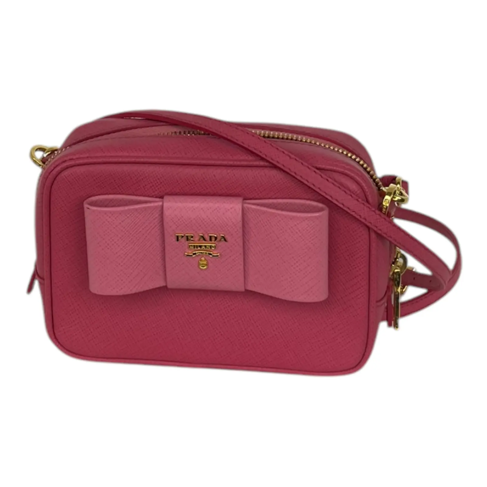 Pre-owned PRADA Saffiano Leather Crossbody Bags Fiocco Bow Crossbody Bag