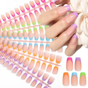 Glow in The Dark Nail Tips Set, Handmade Press on Gel Nail Tips Kit, DIY French Nail Design for Manicure, Nail Art Design