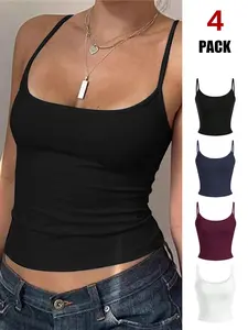 Women's Tight-Fitting Sleeveless Crop Top, Basic, Perfect for Summer & Back-To-School, Comfortable Daily Wear, Casual, Adjustable Straps Stylish Design for Everyday Use, Womenswear