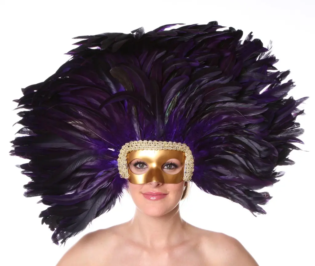 Feather Headdress Mask-Dyed - Regal