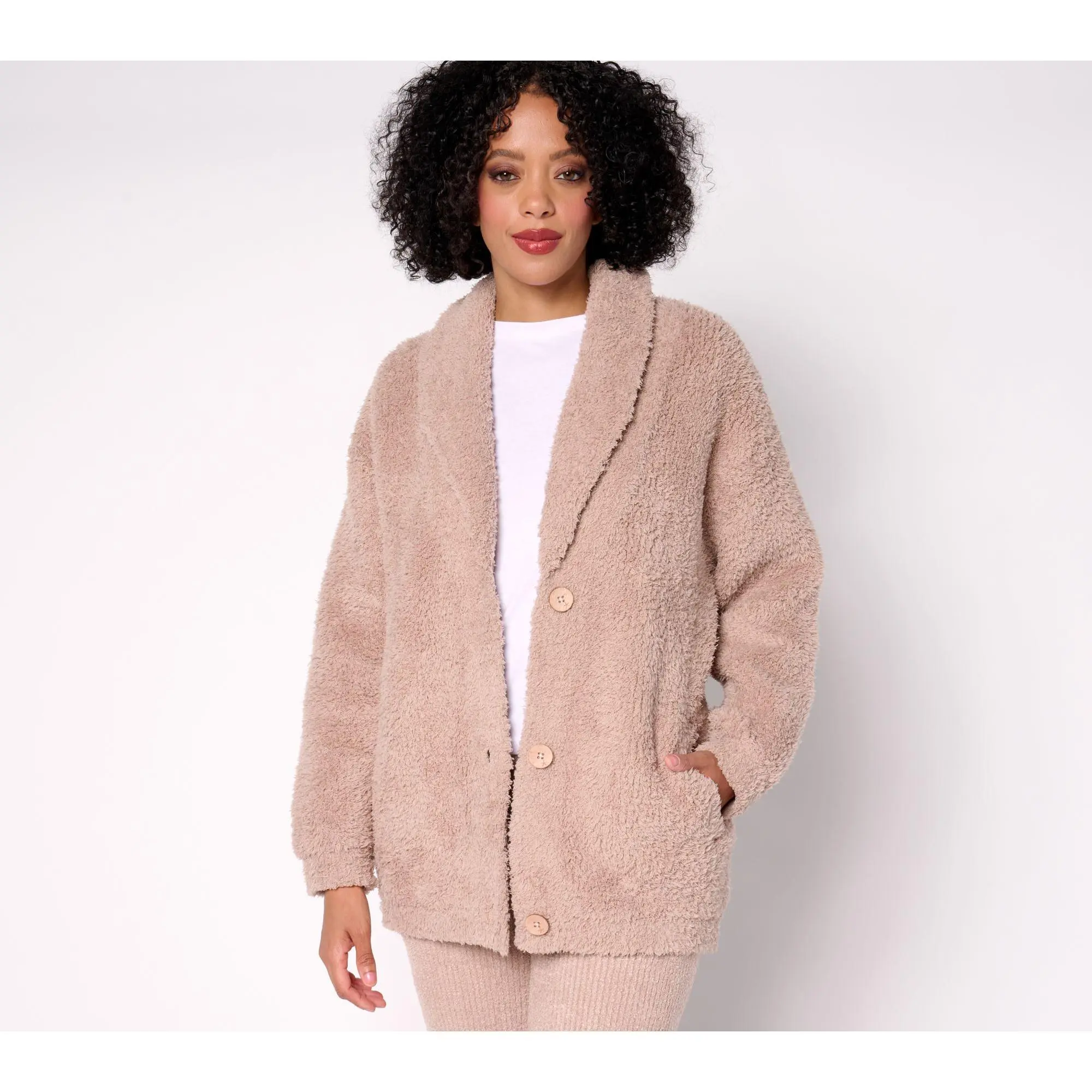 Barefoot Dreams CozyChic Shearling Button Front Jacket