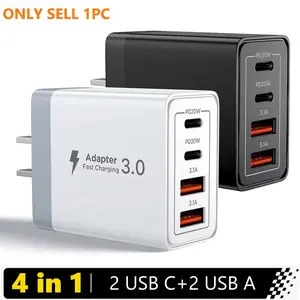 Wall Charger Quick Charge 3.0 Fast Charger Multi Ports 4 Ports USB Type C PD 20W Mobile Phone Charging Wall Adapter for iPhone Samsung Xiaomi Huawei