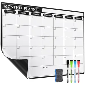 MaxGear Magnetic Calendar for Refrigerator, 16x12 Monthly Dry Erase Fridge Calendar Whiteboard with Stain-Resistant Surface, No Ghosting - Reusable Planning Board with 4 Markers & 1 Eraser