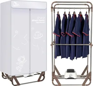 Uten Clothes Dryer, 1500W Power Electric Clothes Dryer Machine with Timer, 2-Tier Laundry Drying Wardrobe, Foldable Drying Rack for Travel, Apartments, RV, Home