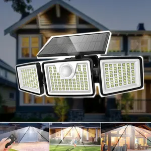 2 Packs Outdoor Solar Lights with Motion Sensor 3 Head Security Lights for Outdoor 9000LM Floodlight Spotlight Wide 270° Lighting Angle US
