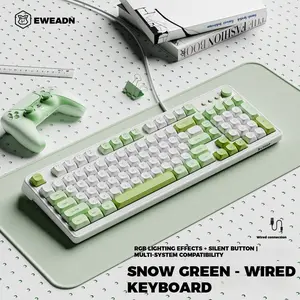 EWEADN Wired Gaming Keyboard 98 Keys with Volume Knob RGB Backlit Multimedia Keys Double Stand Feet Anti-Ghosting Ergonomic Design Double-Shot ABS Keycaps UV Characters Perfect for PC Mac Gamers and Office RGB Backlight Keyboard