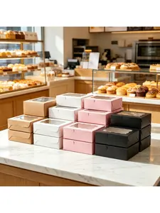 20/1pcs Modern Minimalist Cupcake Packaging Boxes, White Cardboard Cases with Window for Cupcakes, Desserts, Biscuits & Pastries.needoh.paper plates
