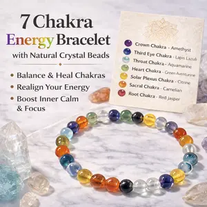 1pc 7 Chakra Beaded Bracelet, Colorful Natural Agate Energy Bracelet, Spiritual Balance Jewelry Gift for Women and Men