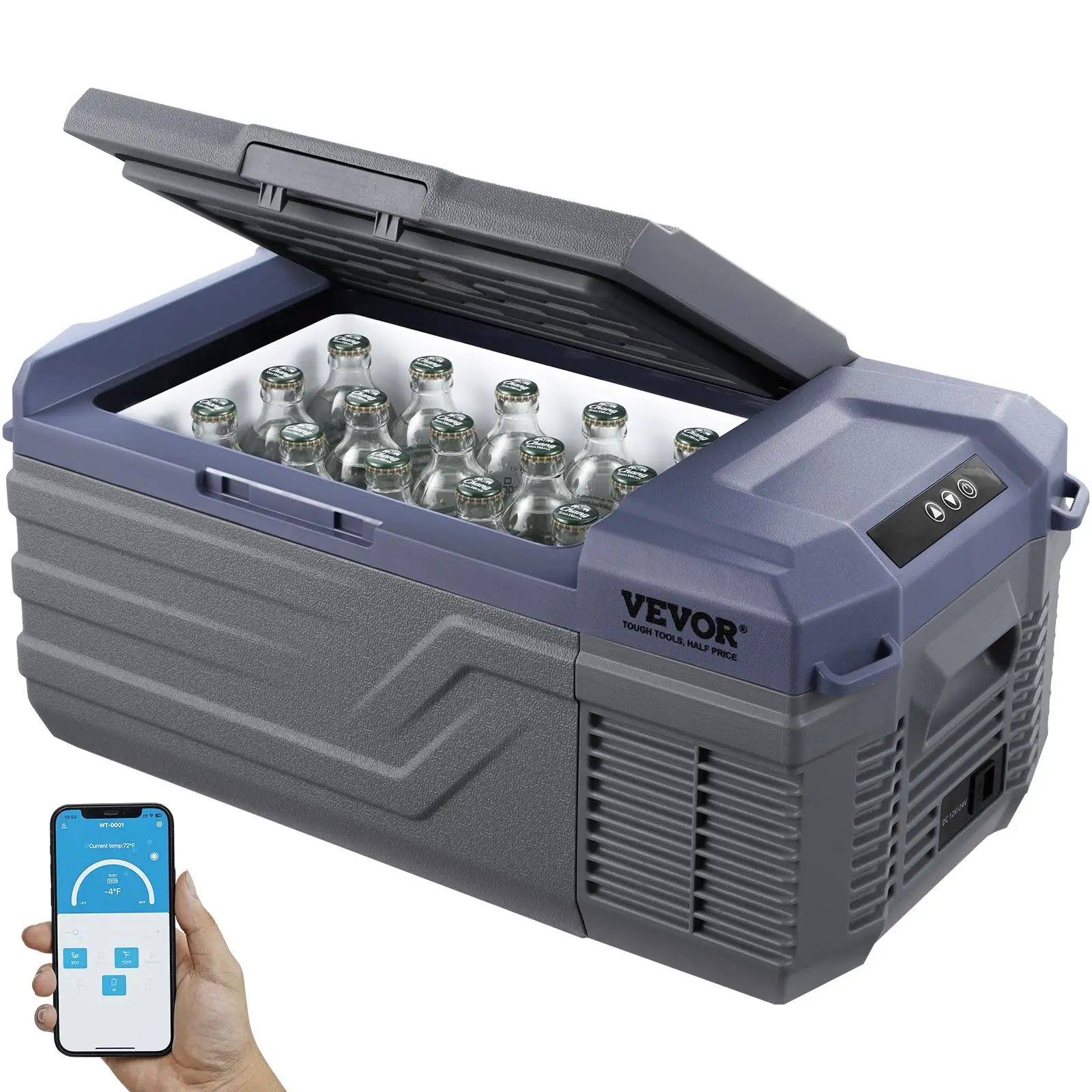 VEVOR Car Refrigerator, 12 Volt Car Refrigerator Fridge, 15 L Single Zone Portable Freezer, -4℉-68℉ Adjustable Range, 12/24V DC and 100-240V AC Compre