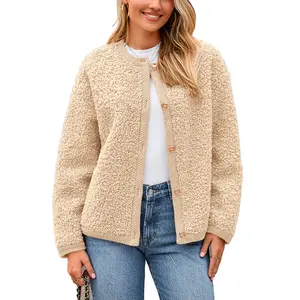 PrettyGarden Women's Faux Fur Shearling Coat Fuzzy Fleece Button Up Trendy Fall Winter Cropped Jackets Womenswear Casual