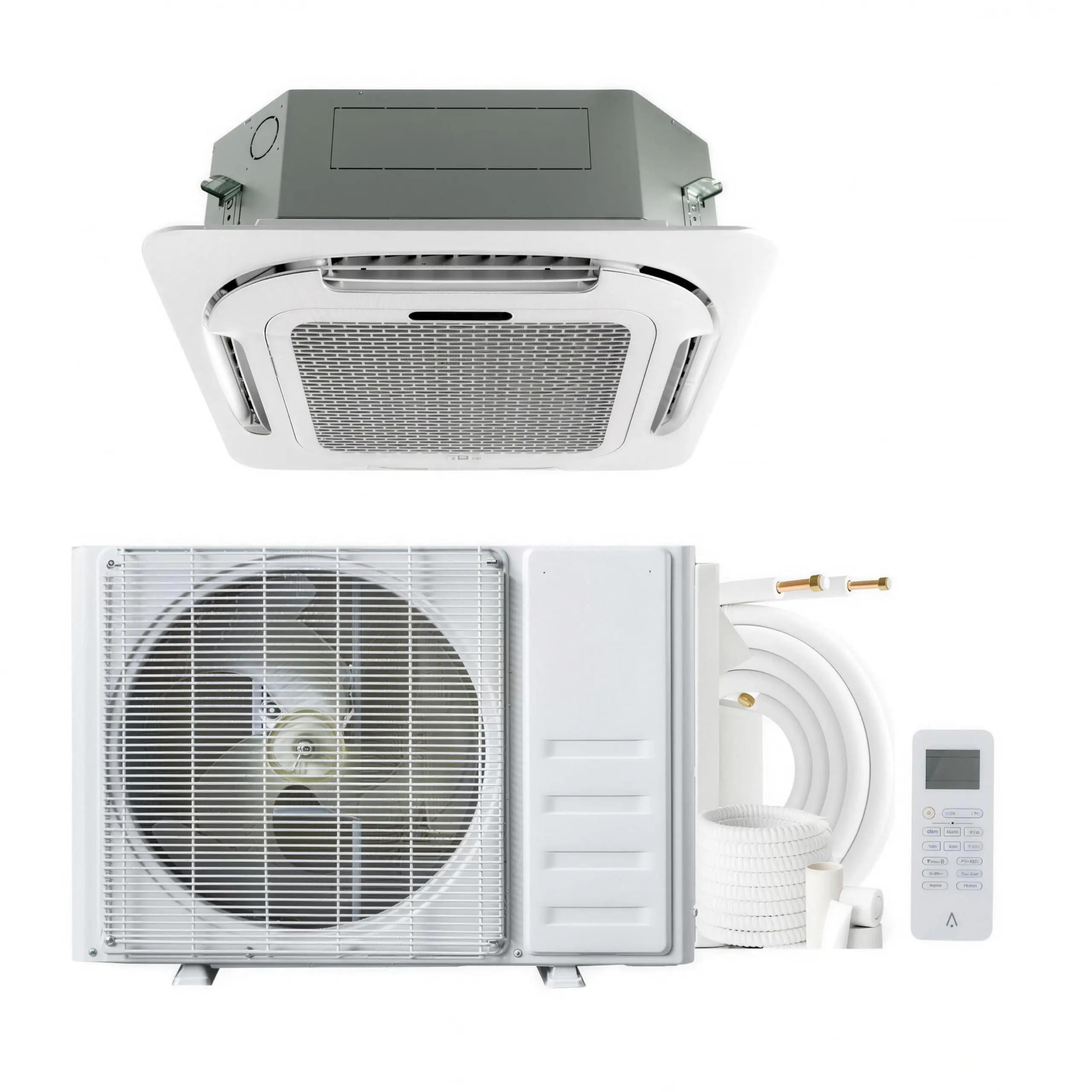 230V 18000 BTU Ceiling Cassette Mini Split AC & Heat Pump - 20.5 SEER2 Energy Saver, 360° Airflow, WiFi Enabled Schedule from Phone, Silent Mode, 25 ft Installation Kit for Cooling Heating Classrooms, Commercial Spaces