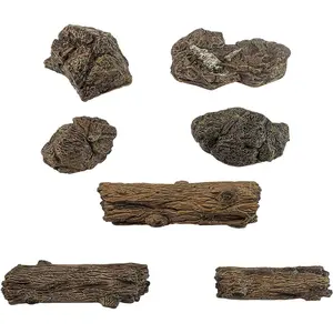 Warmtree Artificial Tree Stump Mini Garden Figurines Stumps Ornaments Miniature Stone Rock Statue for Micro Train Landscape Railway Sand Table,Pack of 7 gardening supply porch accessories outdoor planter pot