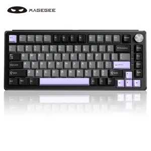 MageGee Captain75 Wireless Mechanical Keyboard, 75% Hot Swappable Creamy Gaming Keyboard with Knob, CNC Aluminium Case, 5-Layer Sound Dampening, RGB Backlit, BT/2.4G/USB-C for Win/Mac (Ice Sea Blue)