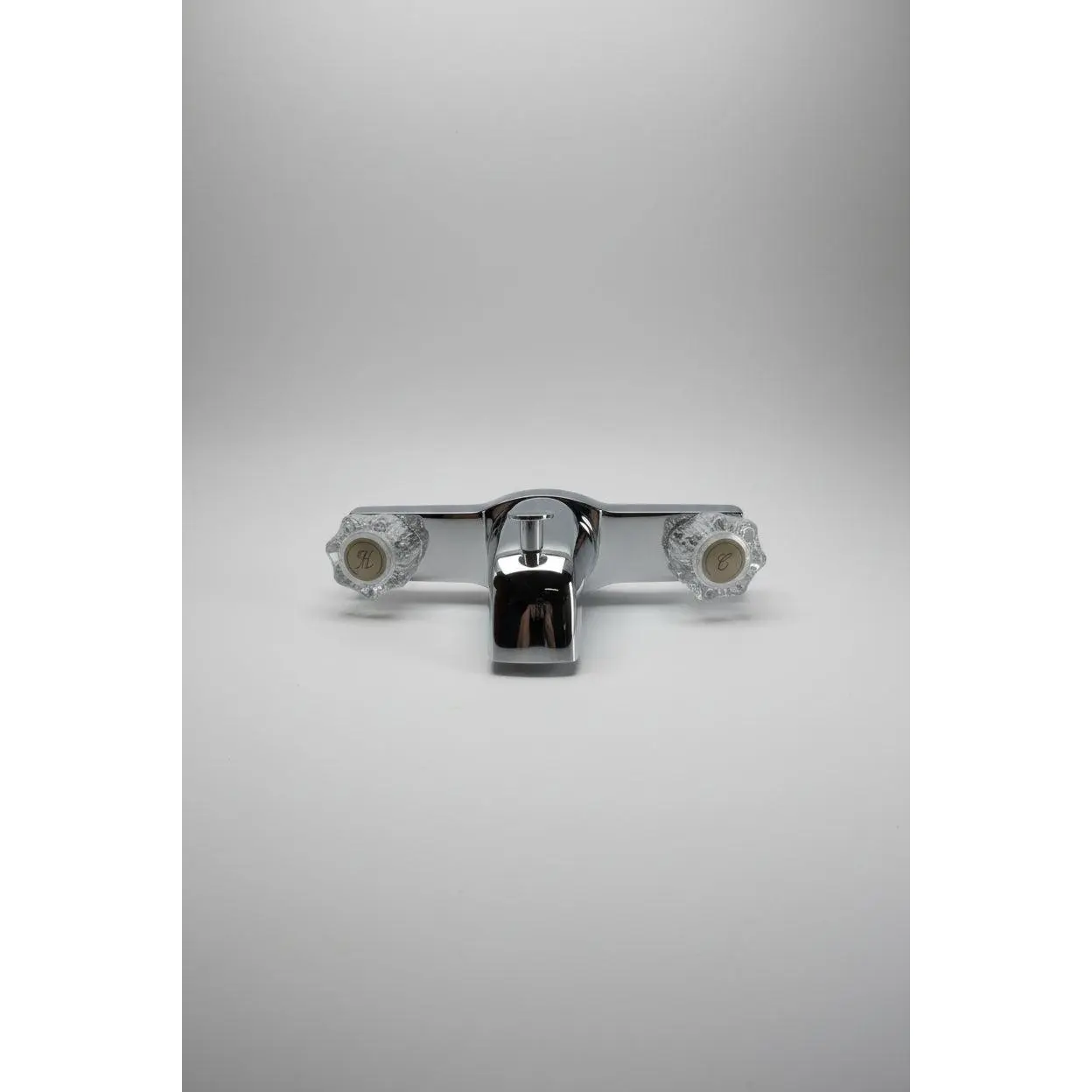 Empire 8" Offset Tub & Shower Faucet with Clear Handles – Chrome