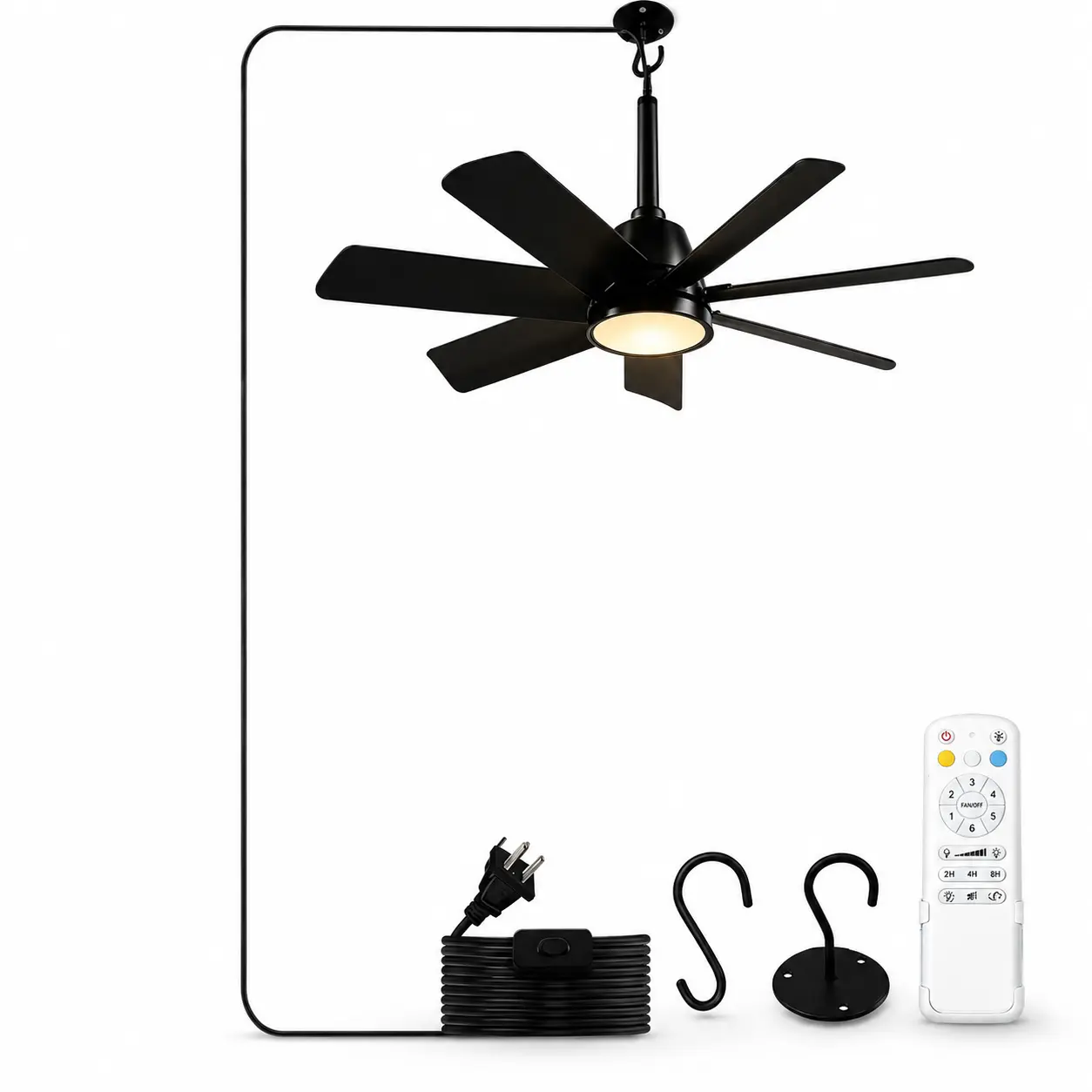 Modern 28 Inch Outdoor Ceiling Fan with Light, 7-Blade Waterproof Gazebo Fan with Remote, Flush Mount Patio Fan for Pergola Porch