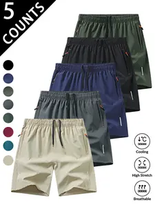 Men’s 5-Pack Quick-Dry Summer Sports Shorts — quick-dry, breathable gym wear; breathable running shorts with zippered pockets; summer workouts, summer style