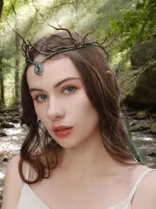 Elegant Branch-Shaped Eyebrow Pendant, Forest Elf Crown Headband, Halloween Spirit Hair Band, Unique Ethnic Style Accessory, Elegant Crown Design