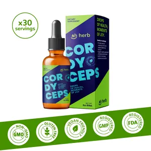 Oh Herb Edible Cordyceps Sinensis Natural Herbal Supplement Liquid Tincture - 10,000mg per Serving, Dietary Herbal Supplement for Energy Boost, Fitness Support, Vegan, Gluten-Free, Non-GMO, FDA-GMP Registered, Herbal Supplements