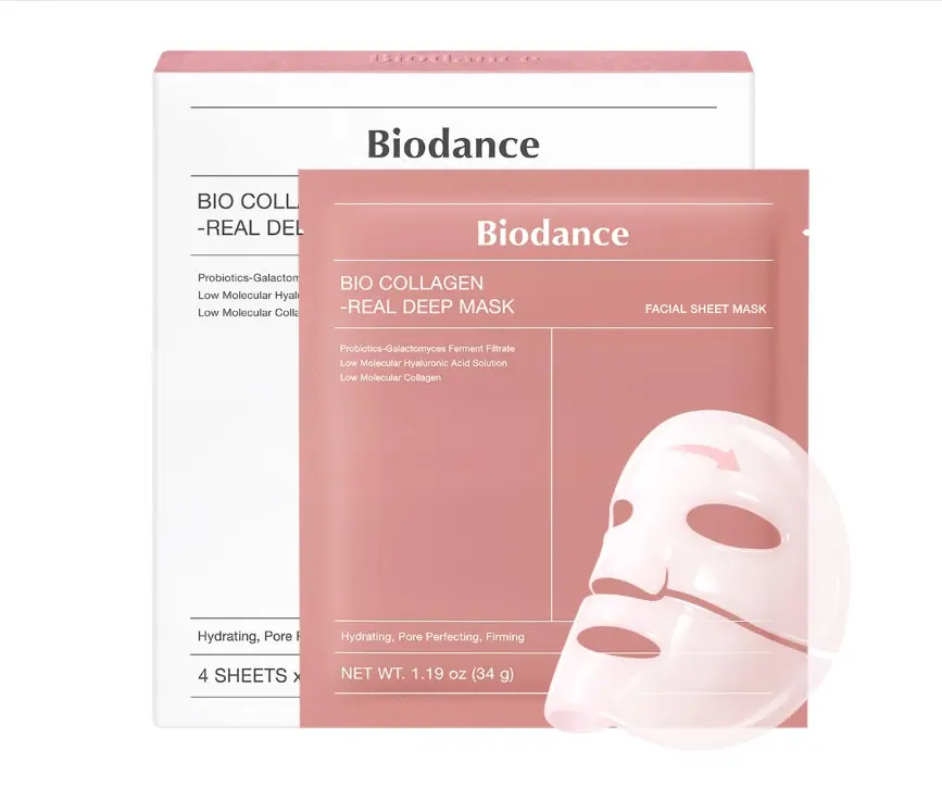 BIODANCE Bio-Collagen Real Deep Mask, Hydrating Overnight Hydrogel Face Mask, Pore Minimizing, Elasticity, Plumping, Travel Essentials & Self Care Gifts for Women, Korean Skin Care | 1.19oz(34g) x 4ea