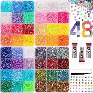 Shiny Resin Jelly Rhinestones, Multicolor Flat Back Rainbow Gems, Includes Glue and Tweezers, DIY Crafts, Nail Art, Mother's Day Gift