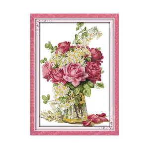 Blooming Flowers Cross Stitch Kit 124×182 Counted Embroidery DIY Craft Traditional Floral Wall Art for Living Room Holiday Gift