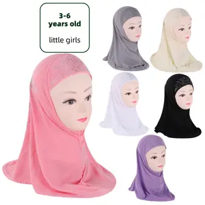 Girls' Embellished Polyester Hijab Scarf for Ramadan - Fitted, Lightweight, Knit Fabric, Hand Washable - For Girls Ages 3-6 - Perfect for Festive Occasions - Ideal Gift for Ramadan