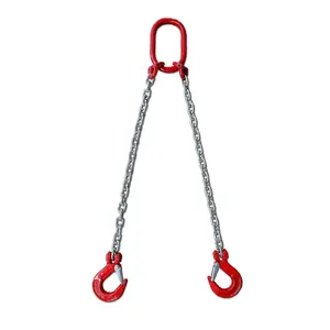 Chain Sling 1/4Inch X 5 Ft 4410lb Double  with Sling Hooks and Adjusters Grade 80Alloy Steel Engine Chain Hoist Lifts2Leg 2Ton