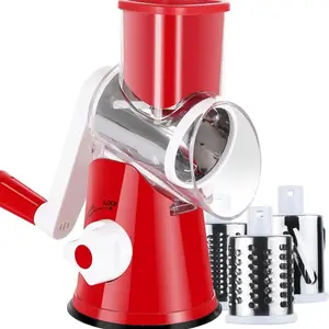 Manual Rotating Cheese Grater, 1 Count Hand Crank Cheese Chocolate Grater with 3 Interchangeable Blades, Kitchen Utensils & Gadgets for Home Dining Room Barbecue, Rotary Cheese Grater