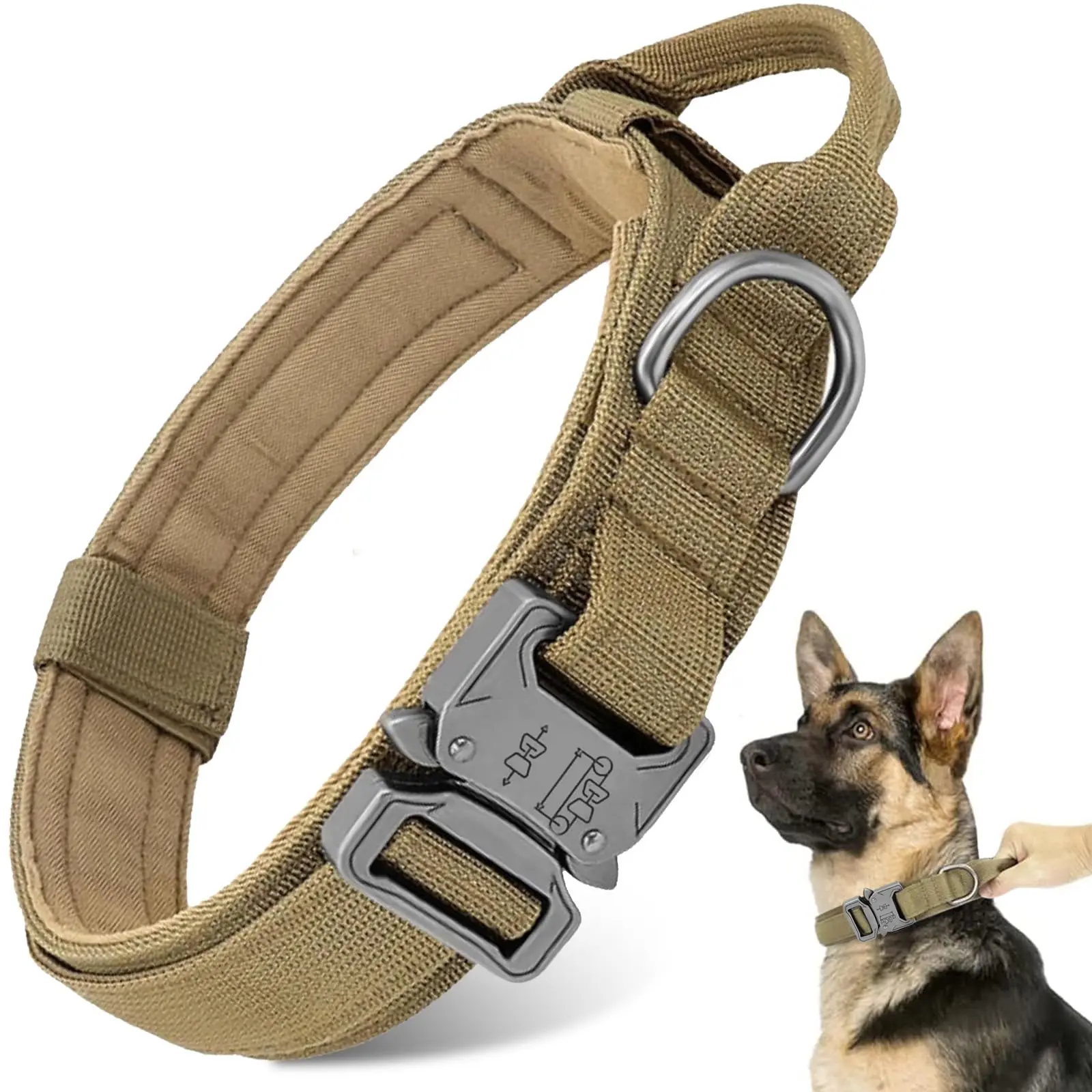 Durable Tactical Dog Collar with Heavy Metal Buckle, Adjustable Pet Collar for Medium Large Dogs, Practical Design, Ideal for German Shepherd Training Accessories, Training Collars