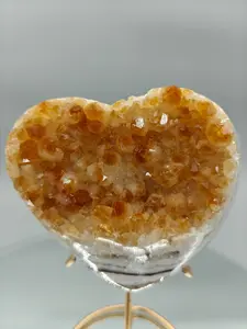 Super Rare Citrine Heart | Heat Treated Uruguay Amethyst | Gorgeous Banded Pattern | Fully Polished Crystal