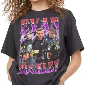 Evan Buckley Vintage T-Shirt Firefighter TV Show Graphic Tee Unisex Cotton Fan Shirt